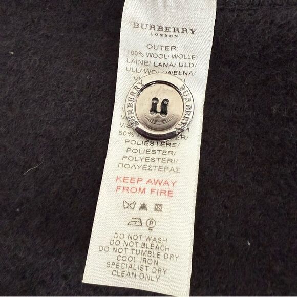 Burberry Jacket Coat Wool Button Black 12 Year/152 CM - Picture 9 of 10